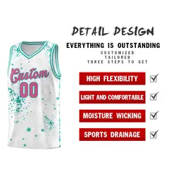 White Aqua Vice Burst Graffiti Pattern Basketball Jersey 2