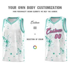 White Aqua Vice Burst Graffiti Pattern Basketball Jersey 3
