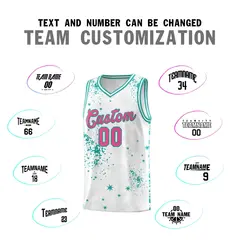 White Aqua Vice Burst Graffiti Pattern Basketball Jersey 4
