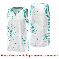 White Aqua Vice Burst Graffiti Pattern Basketball Jersey 6