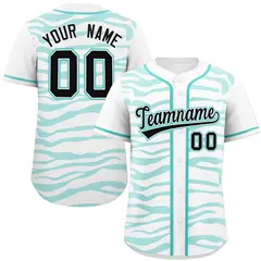 White Aqua Zebra Graffiti Authentic Baseball Jersey 1