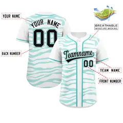 White Aqua Zebra Graffiti Authentic Baseball Jersey 2