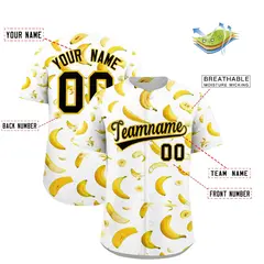 White Banana Graffiti Pattern Fashion Baseball Jersey 2