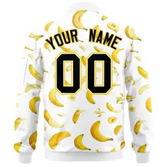 White Banana Pattern Letterman Varsity Full-Zip Jacket 4