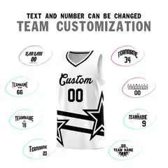 White Basketball Kits Black Star Pattern And Double Lines 4