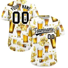 White Beer Day Parties Baseball Jersey 1