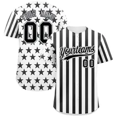 White Black American Flag Graffiti Pattern Baseball Jersey