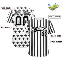 White Black American Flag Graffiti Pattern Baseball Jersey 2
