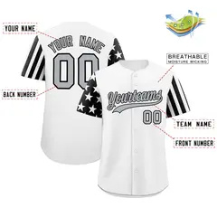 White Black American Flag Raglan Sleeves Baseball Jersey 2
