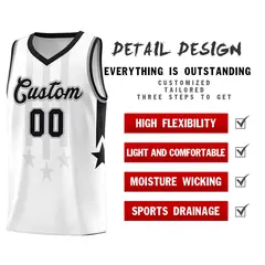 White Black and Gray Gradient Star Graffiti Basketball Jersey 2