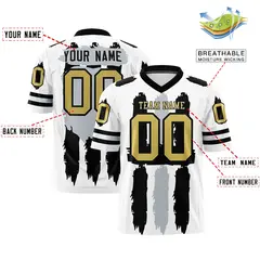 White Black and Silver Graffiti Flag Football Jersey 2