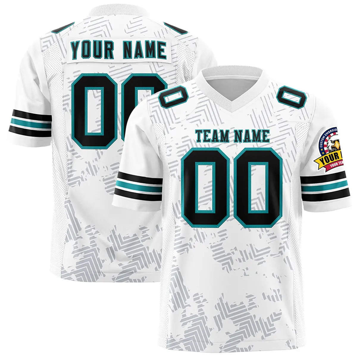 White Black-Aqua Graffiti Line Authentic Football Jersey