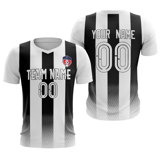White Black Athletic Sport Soccer Jersey