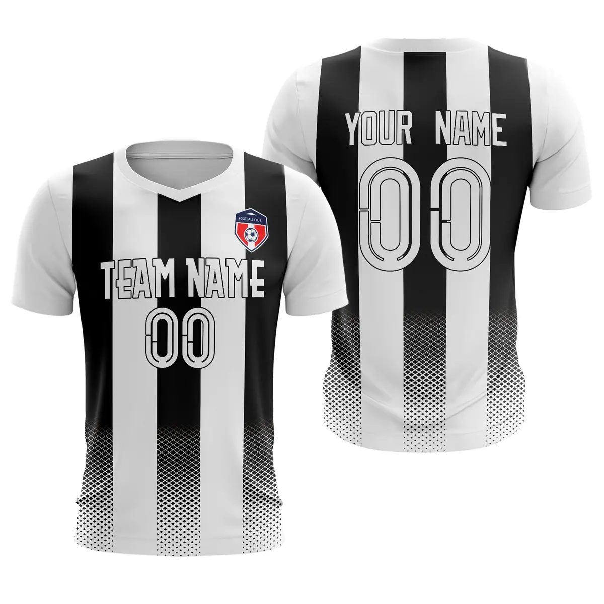 White Black Athletic Sport Soccer Jersey