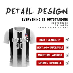 White Black Athletic Sport Soccer Jersey 4
