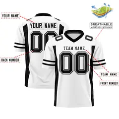 White Black Authentic Football Jersey with Sleeve Stripes 2