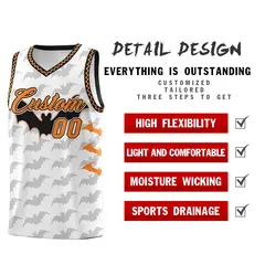 White Black Bat Pattern Halloween Basketball Jersey 2