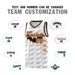 White Black Bat Pattern Halloween Basketball Jersey 4