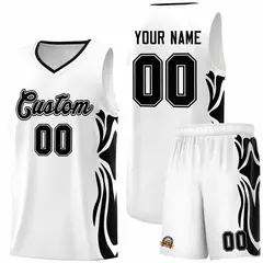 White Black-Black Graffiti Side Curve Basketball Jersey Sets