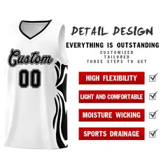 White Black-Black Graffiti Side Curve Basketball Jersey Sets 2