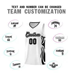 White Black-Black Graffiti Side Curve Basketball Jersey Sets 4