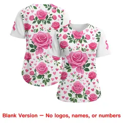 Women's White Black Breast Cancer Awareness Pink Ribbon Baseball Jersey 7