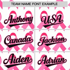 Women's White Black Breast Cancer Awareness Pink Ribbon Baseball Jersey 3