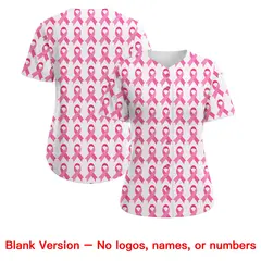 Women's White Black Breast Cancer Awareness Pink Ribbon Baseball Jersey 7