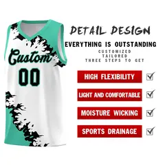 White Black-Bright Green Sparkle Pattern Basketball Kits 2