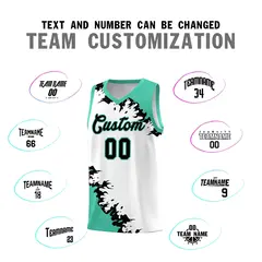 White Black-Bright Green Sparkle Pattern Basketball Kits 4