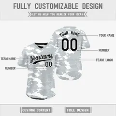 White Black Camo Reversible Pullover Baseball Jersey 3