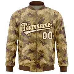 White Black Camo Varsity Full-Zip Letterman Bomber Jacket 3