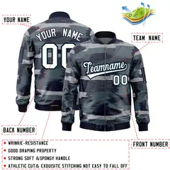 White Black Camo Varsity Full-Zip Letterman Bomber Jacket 2
