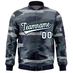 White Black Camo Varsity Full-Zip Letterman Bomber Jacket 3