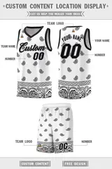 White Black Cashew Pattern Sports Basketball Jersey 5