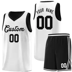 White Black Chest Slash Pattern Basketball Uniform Jersey 1