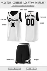 White Black Chest Slash Pattern Basketball Uniform Jersey 2