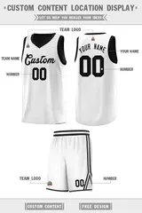 White Black Chest Slash Pattern Basketball Uniform Jersey 2