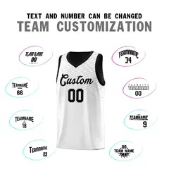 White Black Chest Slash Pattern Basketball Uniform Jersey 3