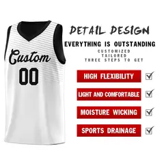 White Black Chest Slash Pattern Basketball Uniform Jersey 4