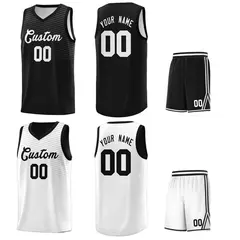 White Black Chest Slash Pattern Basketball Uniform Jersey 5