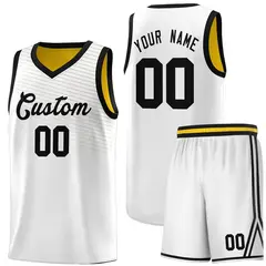 White Black Chest Slash Pattern Basketball Uniform Jersey 1