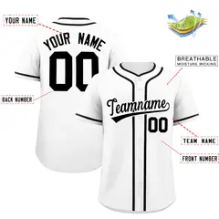 White Black Classic Authentic Baseball Jersey 2