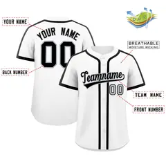 White Black Classic Authentic Baseball Jersey 2