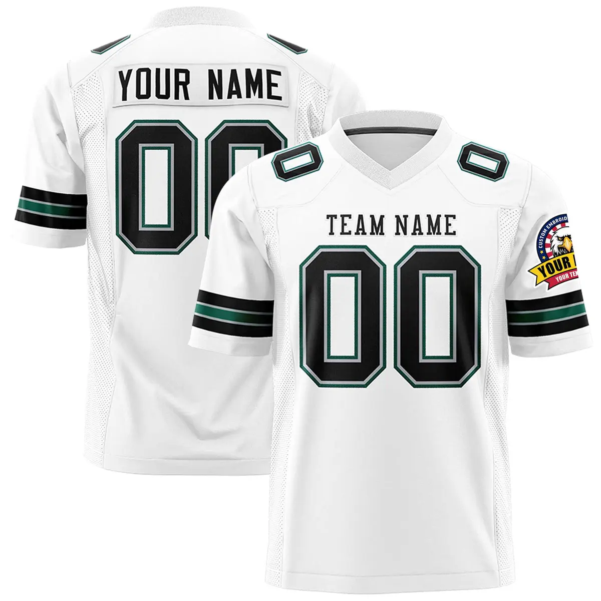 White Black Classic Authentic Football Jersey