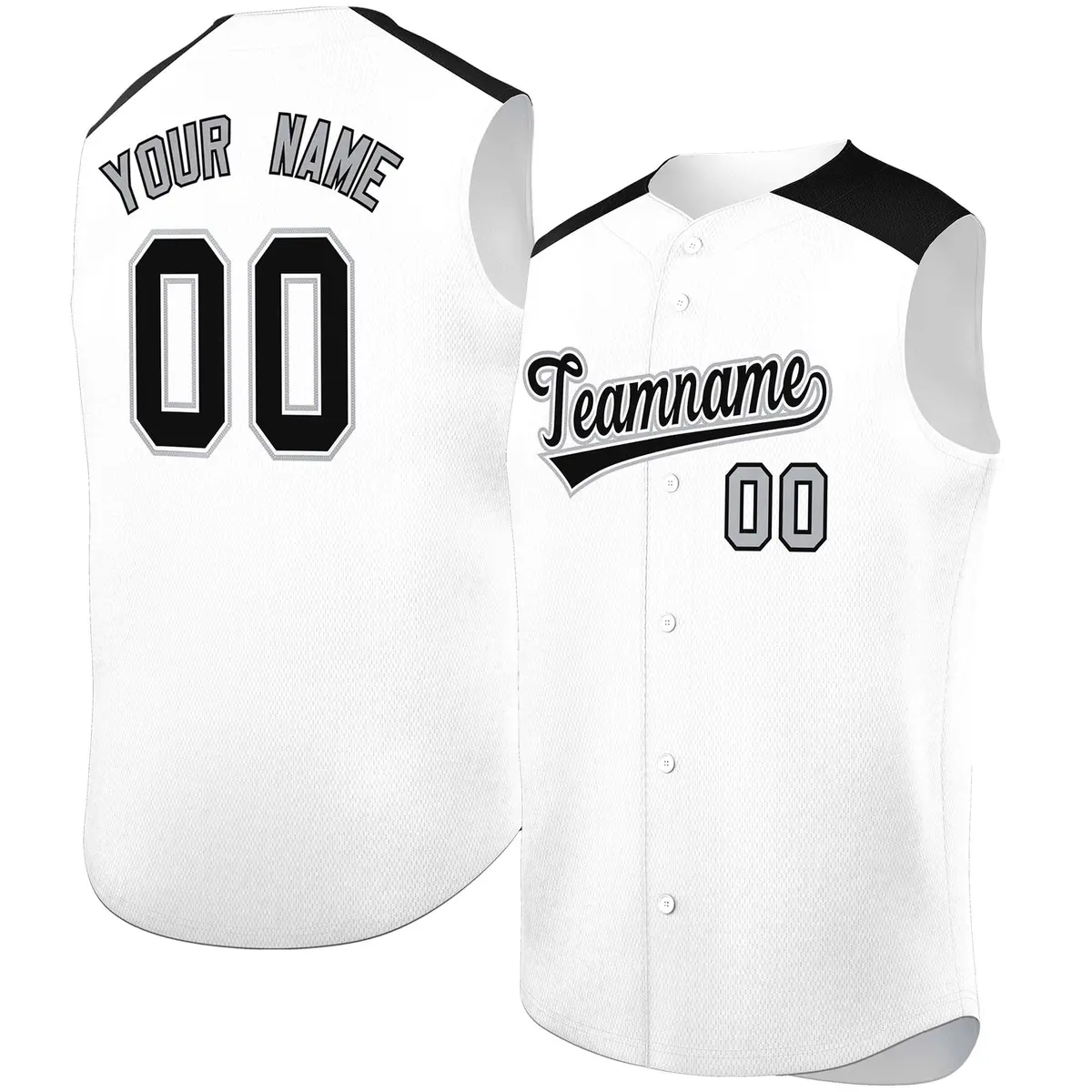 White Black Classic Authentic Sleeveless Baseball Jersey