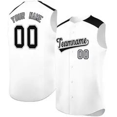 White Black Classic Authentic Sleeveless Baseball Jersey