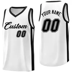 White Black Classic Basketball Jersey 1