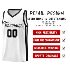 White Black Classic Basketball Jersey 15