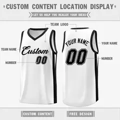 White Black Classic Basketball Jersey 2